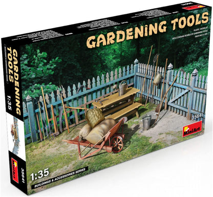 Mini Art 35641 1:35 Tuingereedschapsset, getrouwe replica, modelbouw, plastic bouwpakket, knutselen, hobby, lijmen, modelbouwset, montage, ongelakt