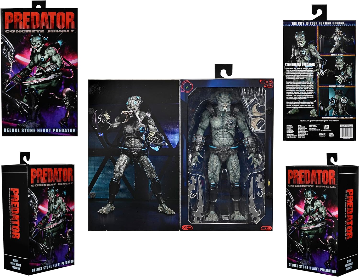 NECA- Predator con Jungle Stone Heart DLX AF Estatuas, Multicolor (83894