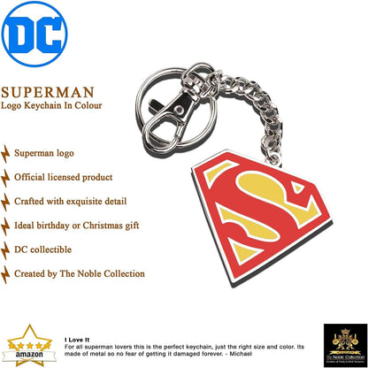 The Noble Collection DC Comics Superman Logo Keychain In Colour - 5in (13cm) Superman Sigil Film Set Movie Props Gifts Merchandise