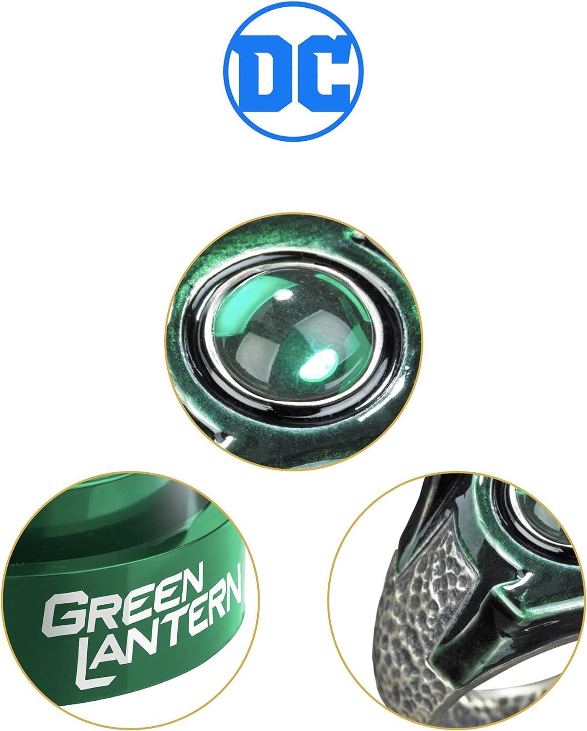 The Noble Collection DC Green Lantern Prop Ring & Display - Die Cast Metal Ring with 4in (10cm) Display Case - Officially Licensed Film Set Movie Props Gifts Jewellery