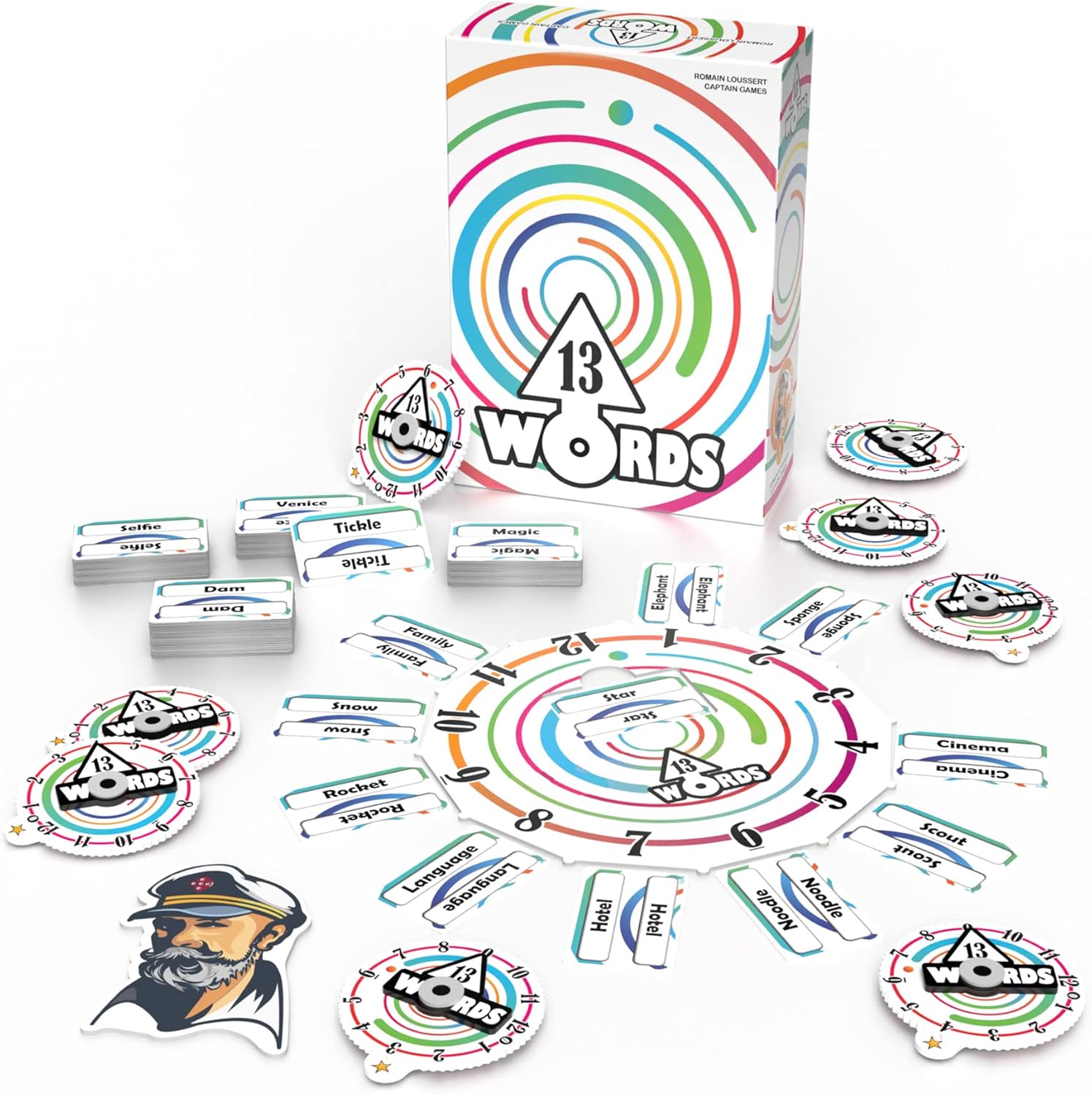 Captain Games | 13 Words | Party Board Game | Ages 8+ | 2-8 Players | 20 Minutes Playing Time
