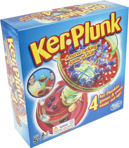 Hasbro Gaming Kerplunk Game for 5+ Year Old Kids | Nerve-Racking Skill Test | Family and Party Game-Night | Includes 30 Marbles, 28 Sticks, and More | 4 Ways to Play | Gift Idea for Classic Games Fans