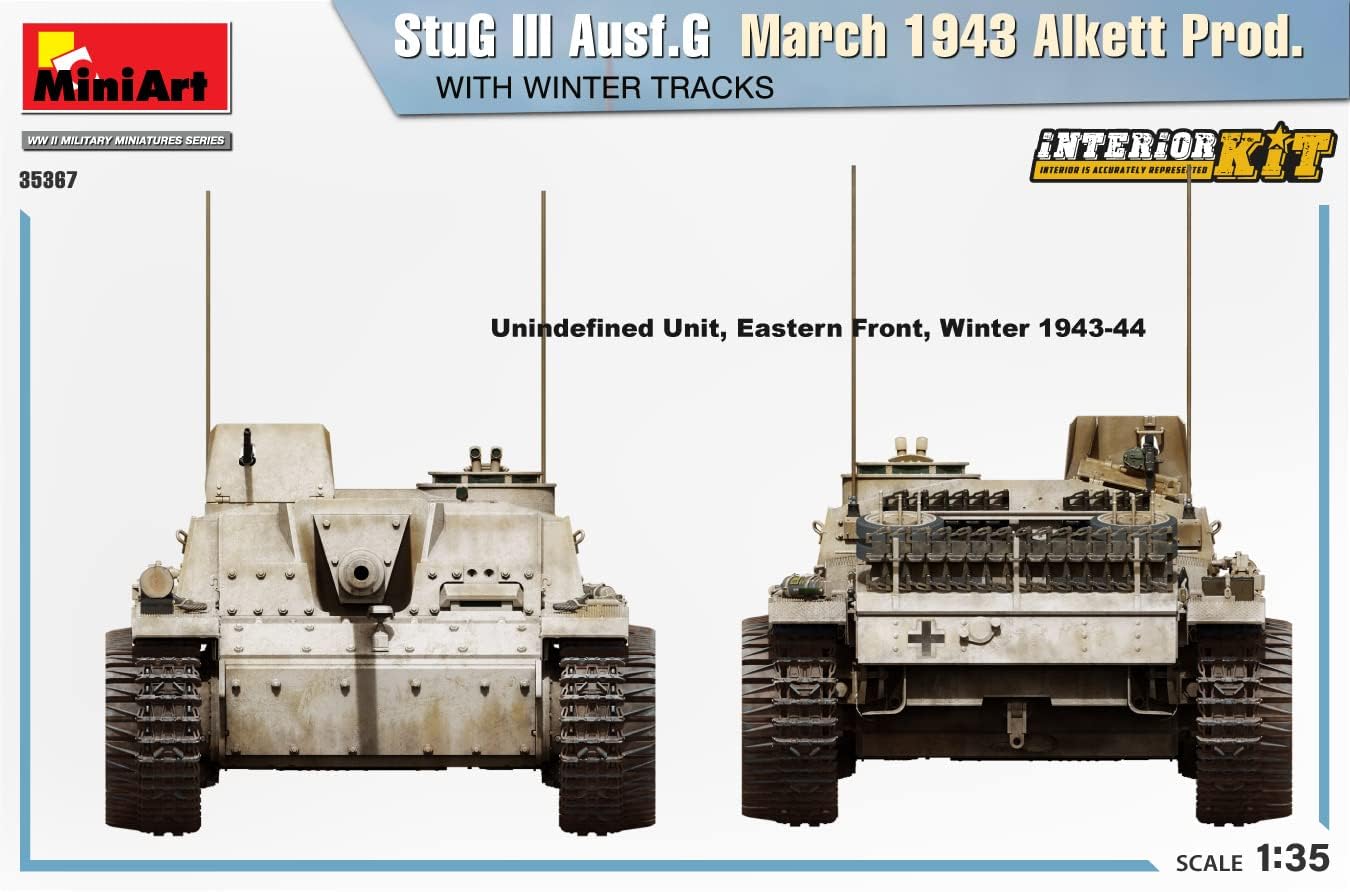 Mini Art MA35367 1/35 German Army No. 3 Assault Gun G Type March 1943 Arquette Winter Footwear Belt Full Interior Plastic Model