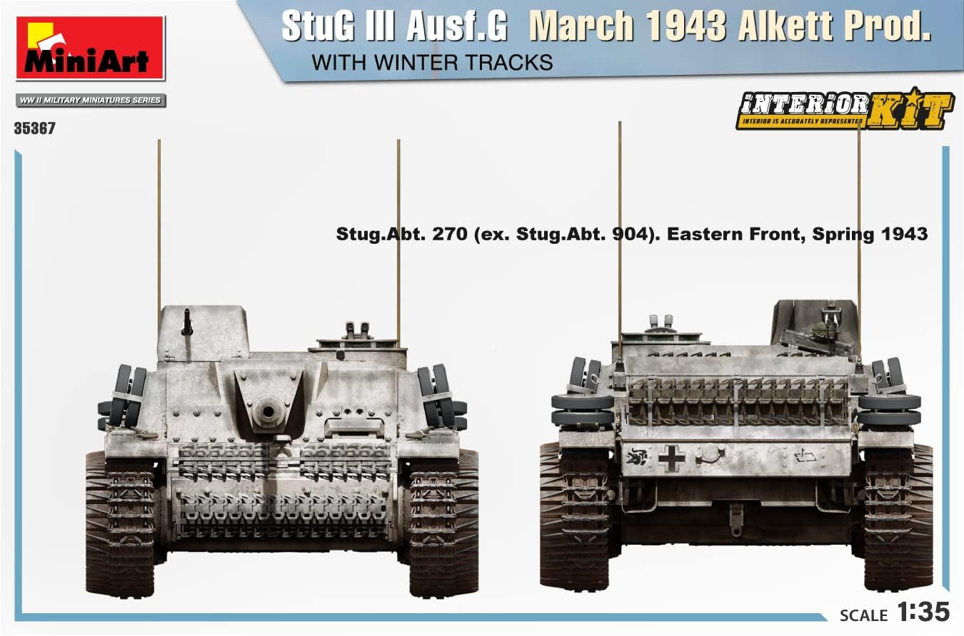 Mini Art MA35367 1/35 German Army No. 3 Assault Gun G Type March 1943 Arquette Winter Footwear Belt Full Interior Plastic Model