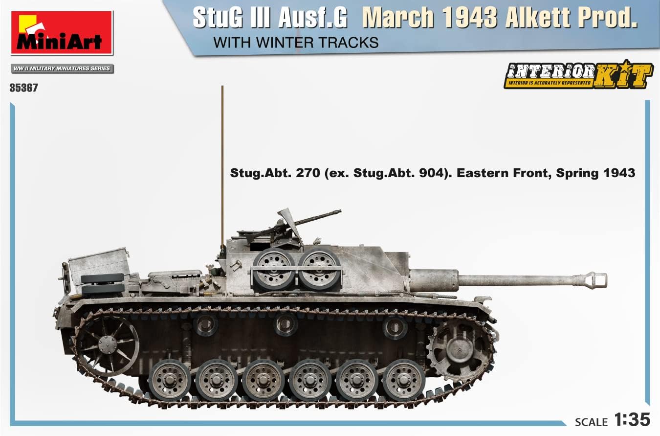 Mini Art MA35367 1/35 German Army No. 3 Assault Gun G Type March 1943 Arquette Winter Footwear Belt Full Interior Plastic Model