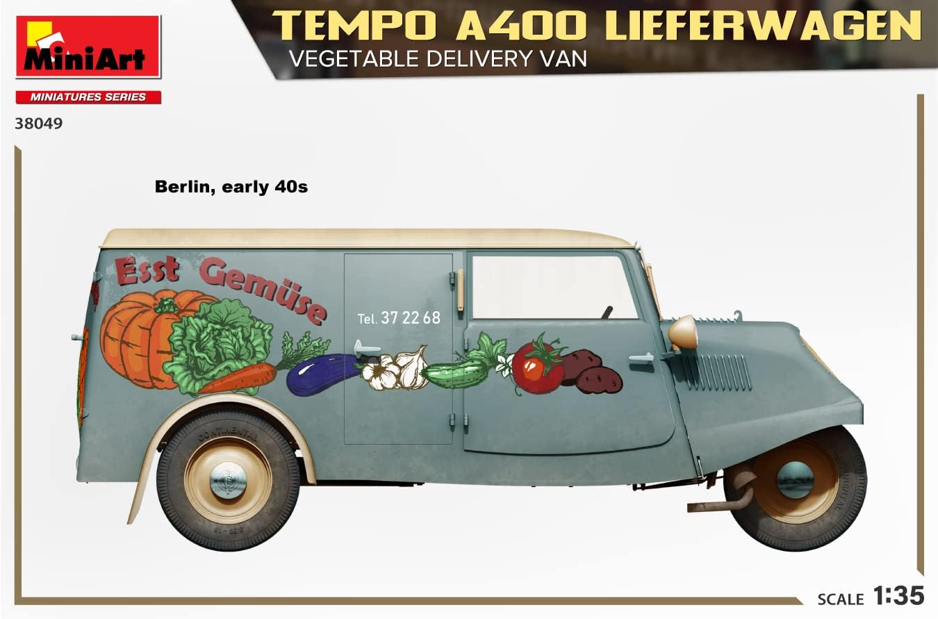 MiniArt MIN38049 1:35-Tempo A400 Lieferwagen, Veg Delivery Van Scale Model Kit
