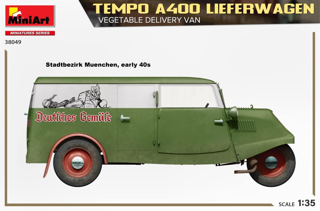 MiniArt MIN38049 1:35-Tempo A400 Lieferwagen, Veg Delivery Van Scale Model Kit