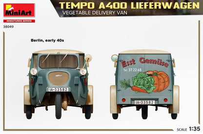 MiniArt MIN38049 1:35-Tempo A400 Lieferwagen, Veg Delivery Van Scale Model Kit
