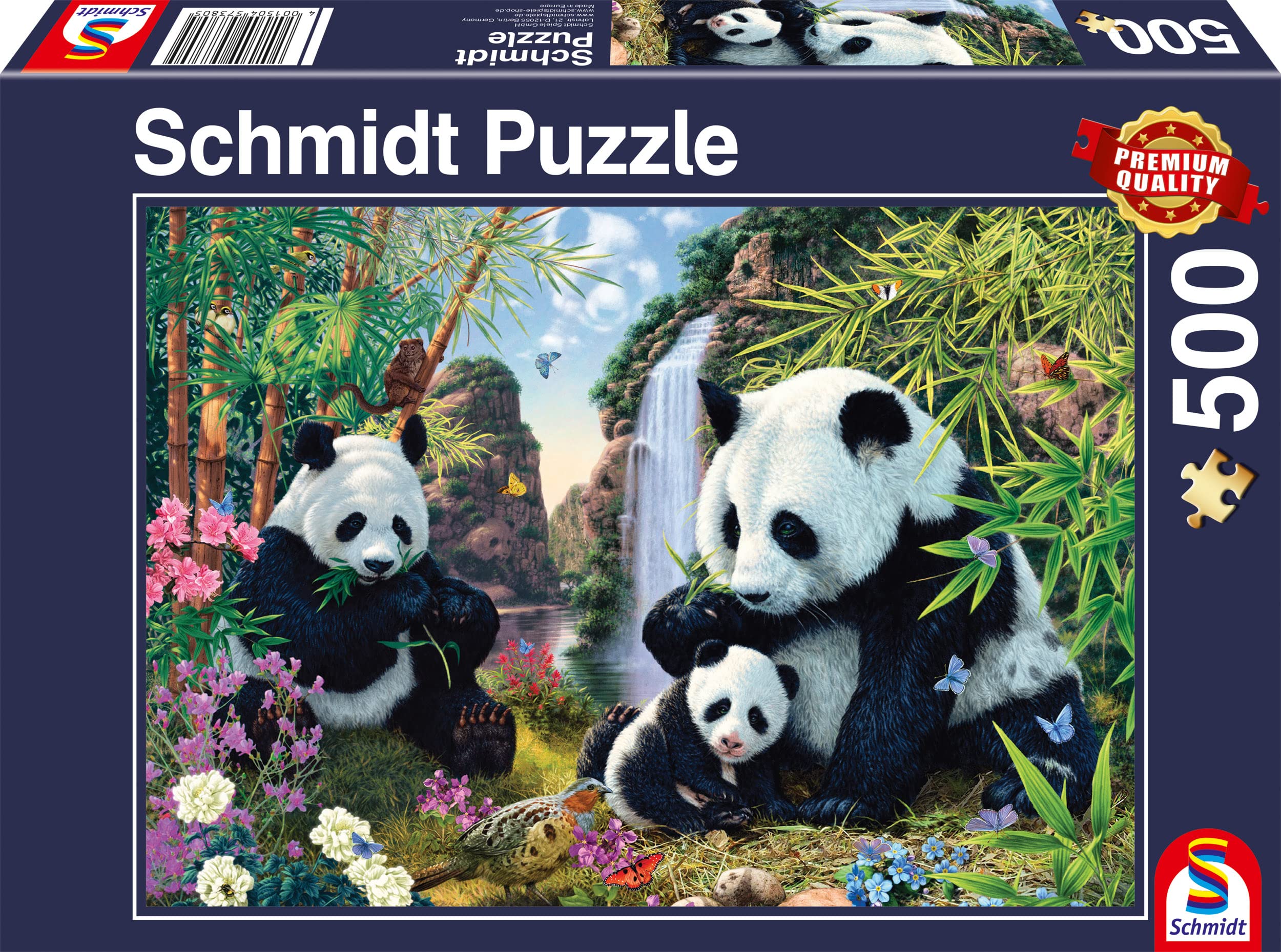 Panda Family At The Waterfall (500Pc)
