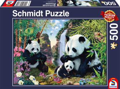 Panda Family At The Waterfall (500Pc)