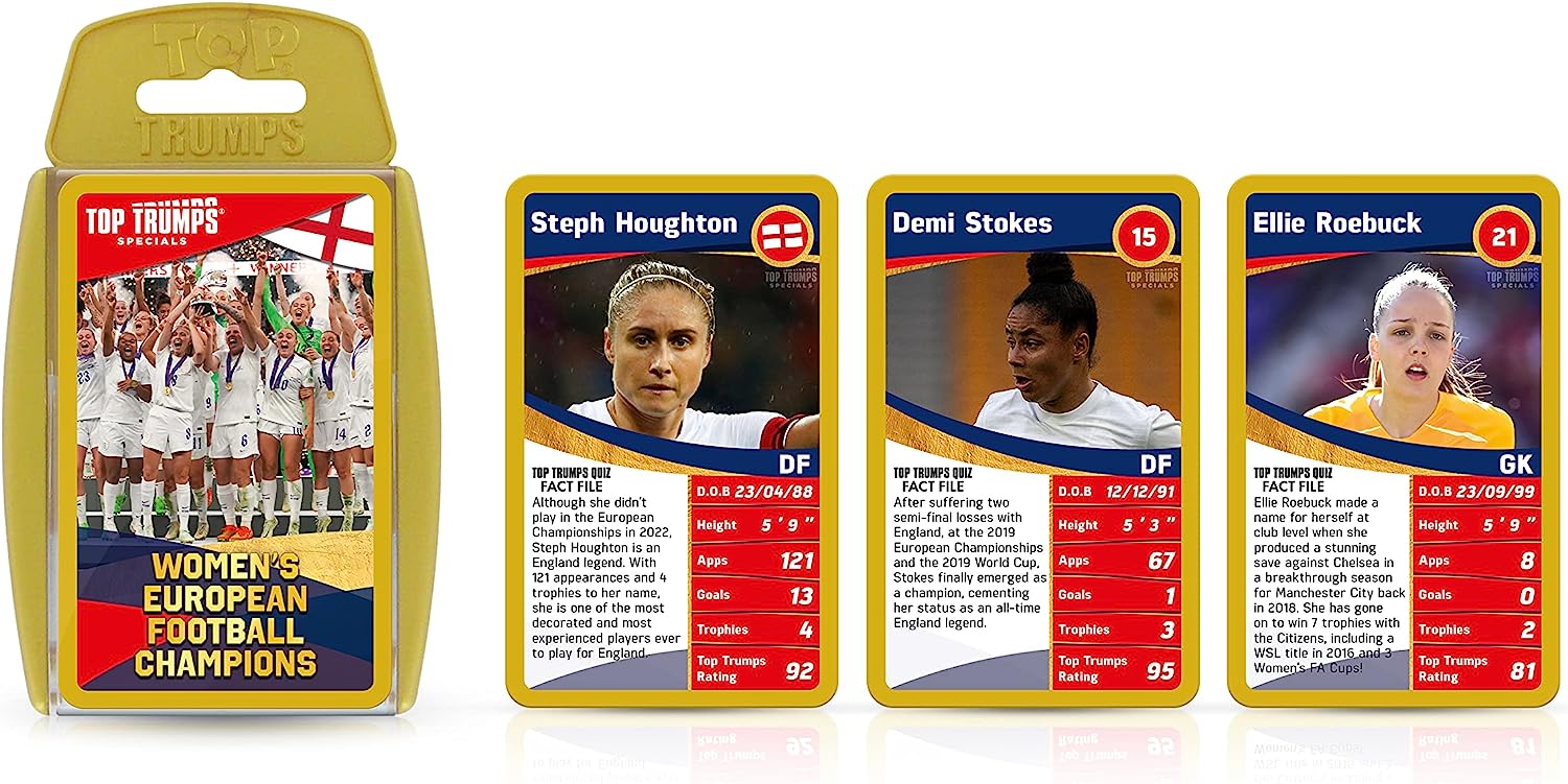Top Trumps Women's European Football Champions Specials Card Game English Edition, Play with 30 of Europe's stars including Chloe Kelly, Lucy Bronze, and Jess Carter, Golden