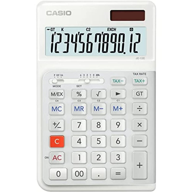CASIO JE-12E-WE Compact Ergonomic Desk Calculator 12-Digit