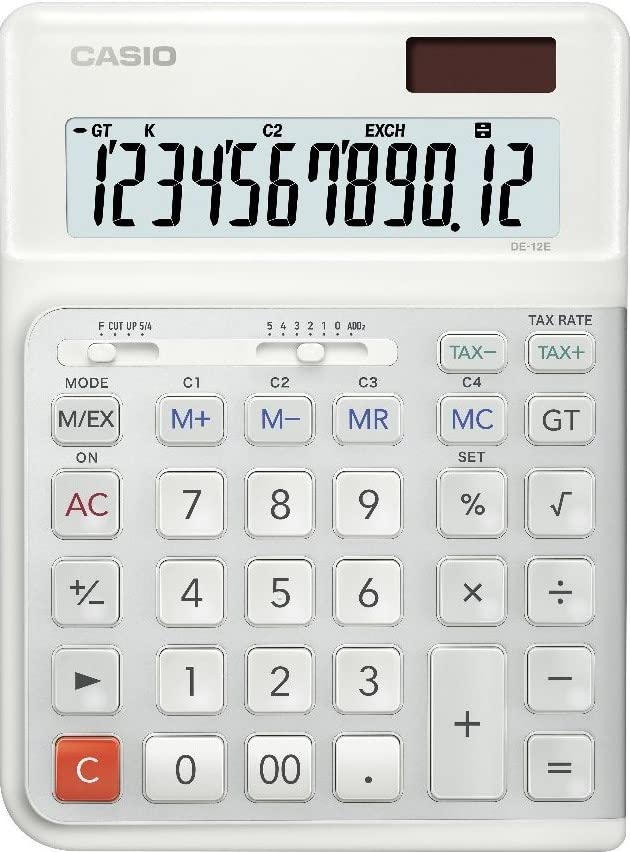 CASIO DE-12E-WE Big Ergonomic Desk Calculator 12-Digit