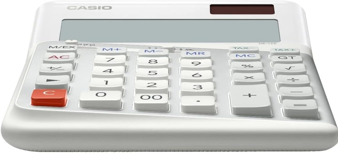 CASIO DE-12E-WE Big Ergonomic Desk Calculator 12-Digit