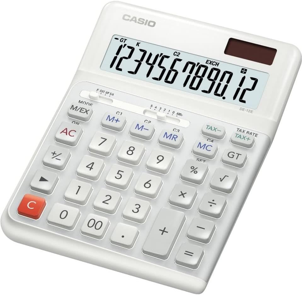 CASIO DE-12E-WE Big Ergonomic Desk Calculator 12-Digit