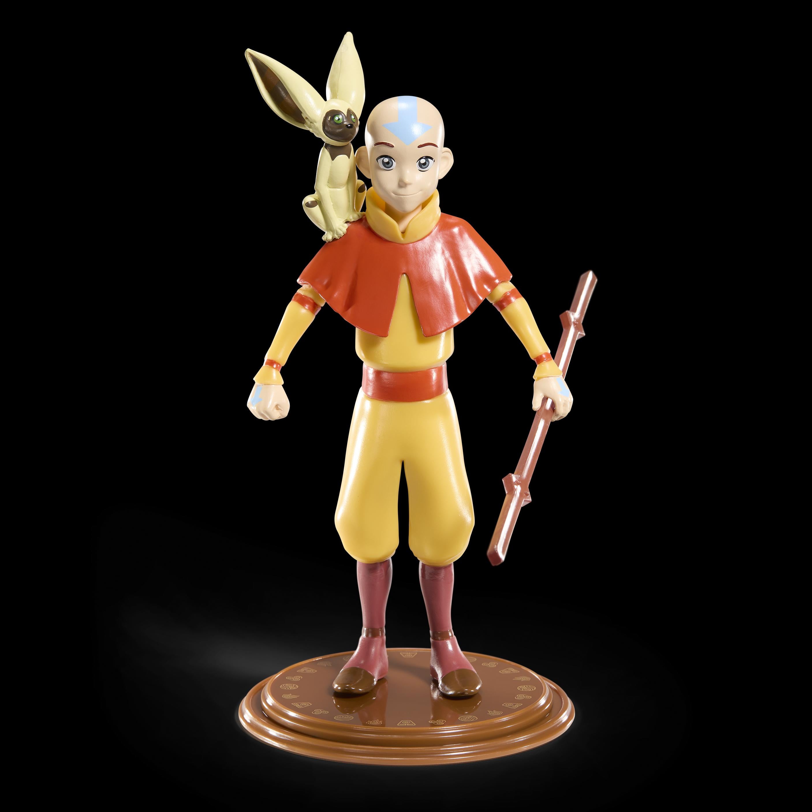 BendyFigs The Noble Collection Avatar Aang - Noble Toys 18cm Bendable Posable Collectible Doll Figure With Stand and Mini Accessory