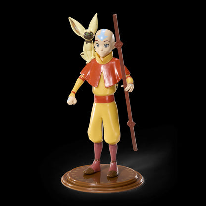 BendyFigs The Noble Collection Avatar Aang - Noble Toys 18cm Bendable Posable Collectible Doll Figure With Stand and Mini Accessory