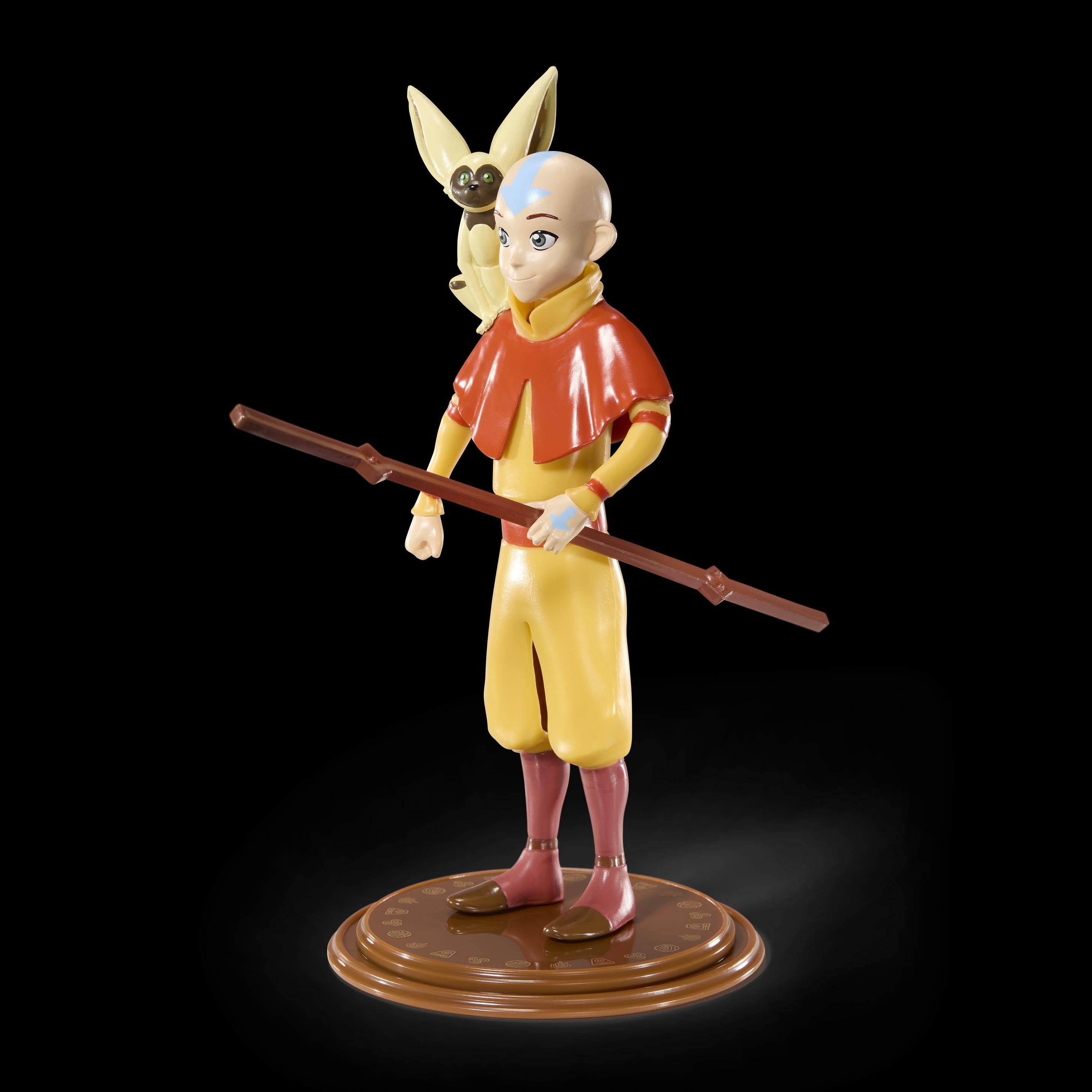 BendyFigs The Noble Collection Avatar Aang - Noble Toys 18cm Bendable Posable Collectible Doll Figure With Stand and Mini Accessory