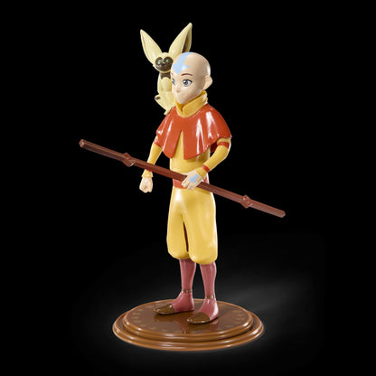 BendyFigs The Noble Collection Avatar Aang - Noble Toys 18cm Bendable Posable Collectible Doll Figure With Stand and Mini Accessory