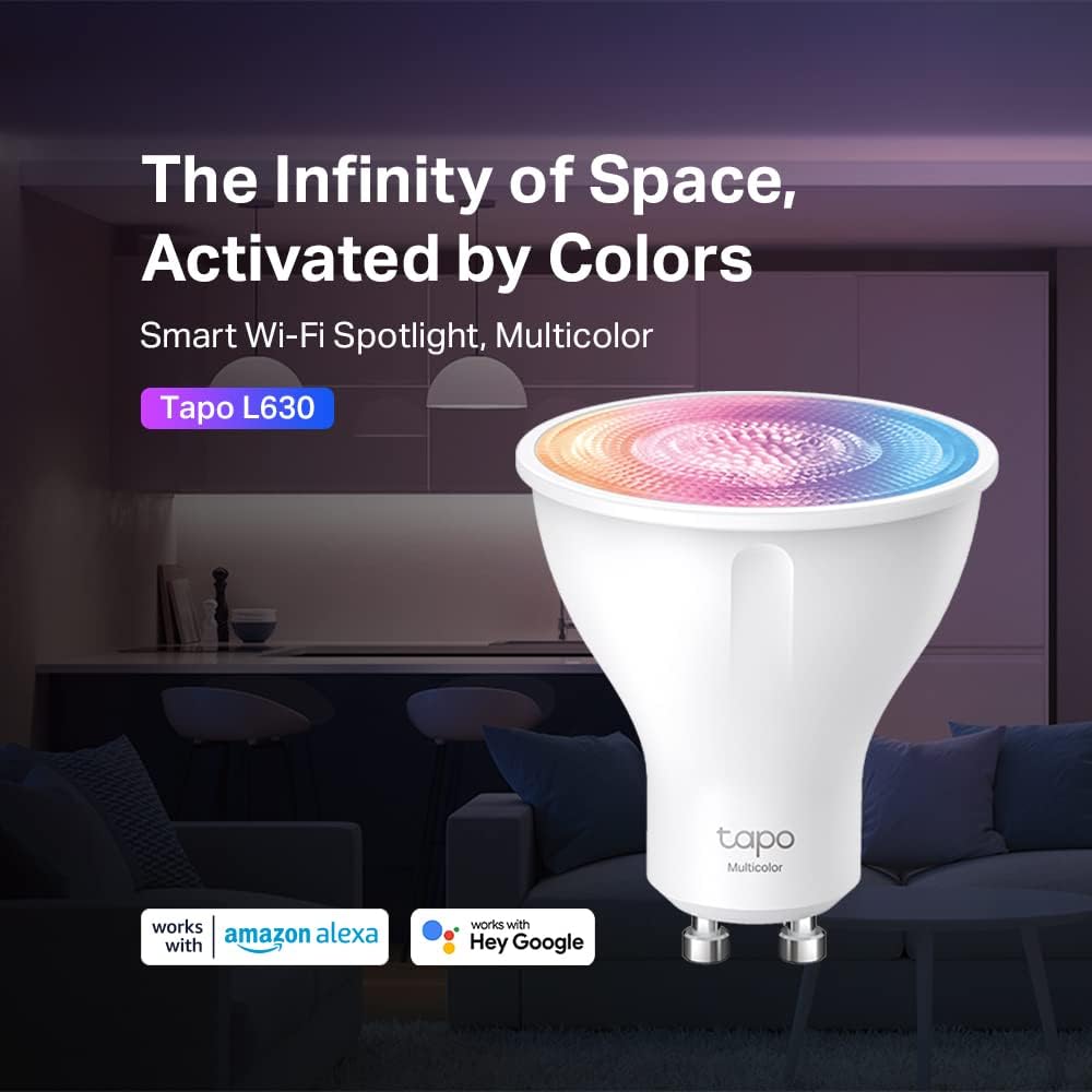 Tapo Smart Wi-Fi Spotlight, Multicolour, White Tunable, GU10 Lamp Base, Remote Control, Energy Saving, Works with Alexa & Google Home, No hub required Tapo L630(2-pack)  Colour-Changeable 2-pack