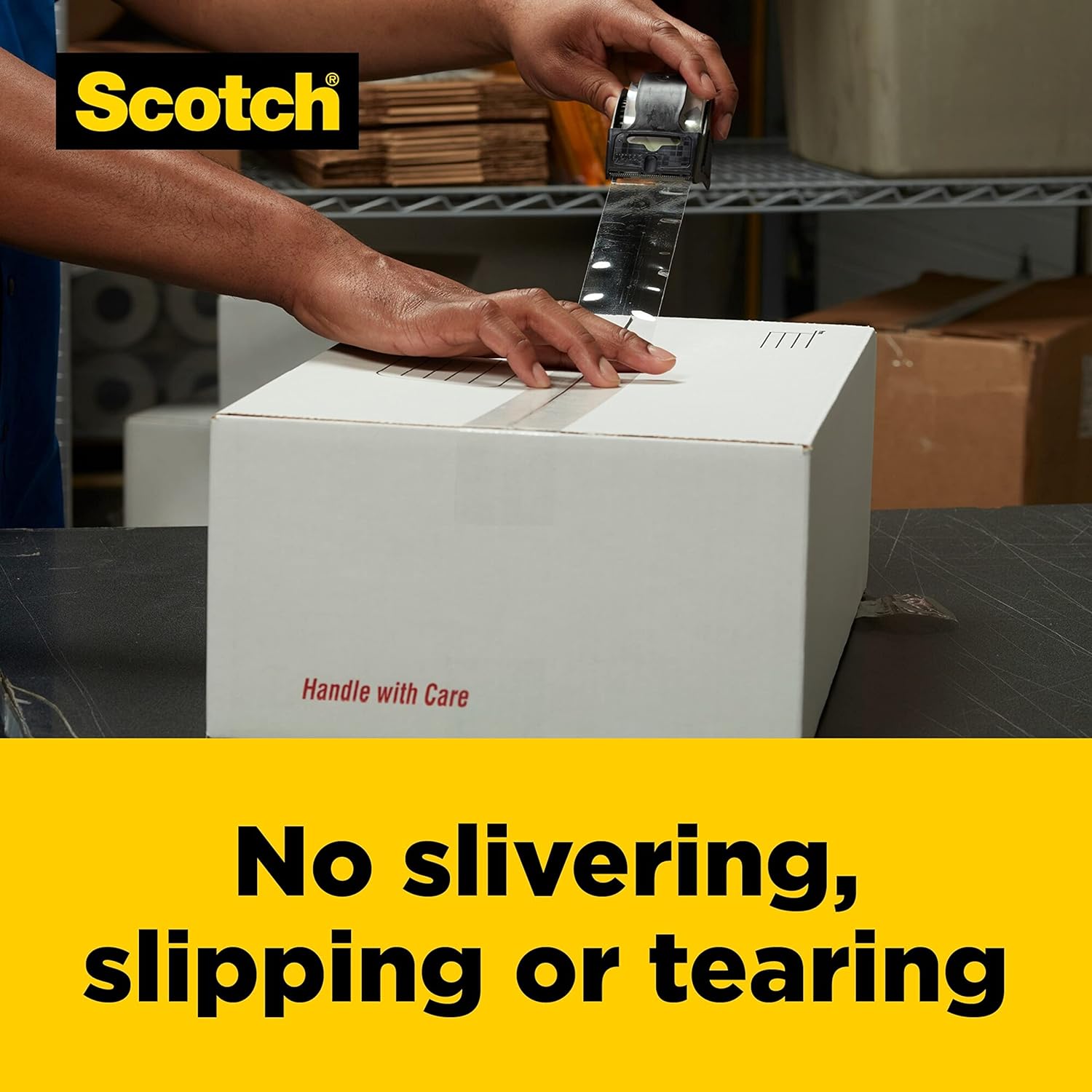 Scotch Box Lock Clear Packaging Tape, 48 mm x 50 m, 3 Rolls/Pack, Shipping and Mailing Tape, Strong Packing Tape