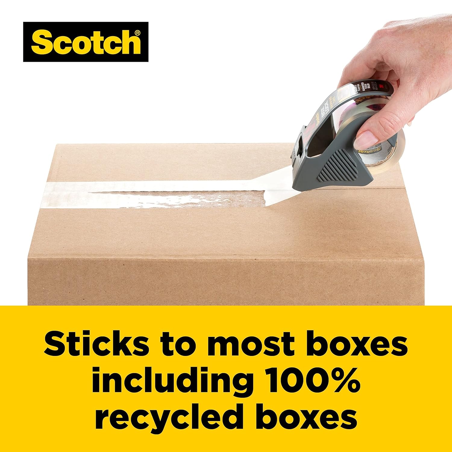 Scotch Box Lock Clear Packaging Tape, 48 mm x 20.3 m, 1 Roll with Dispenser, Shipping and Mailing Tape, Strong Packing Tape