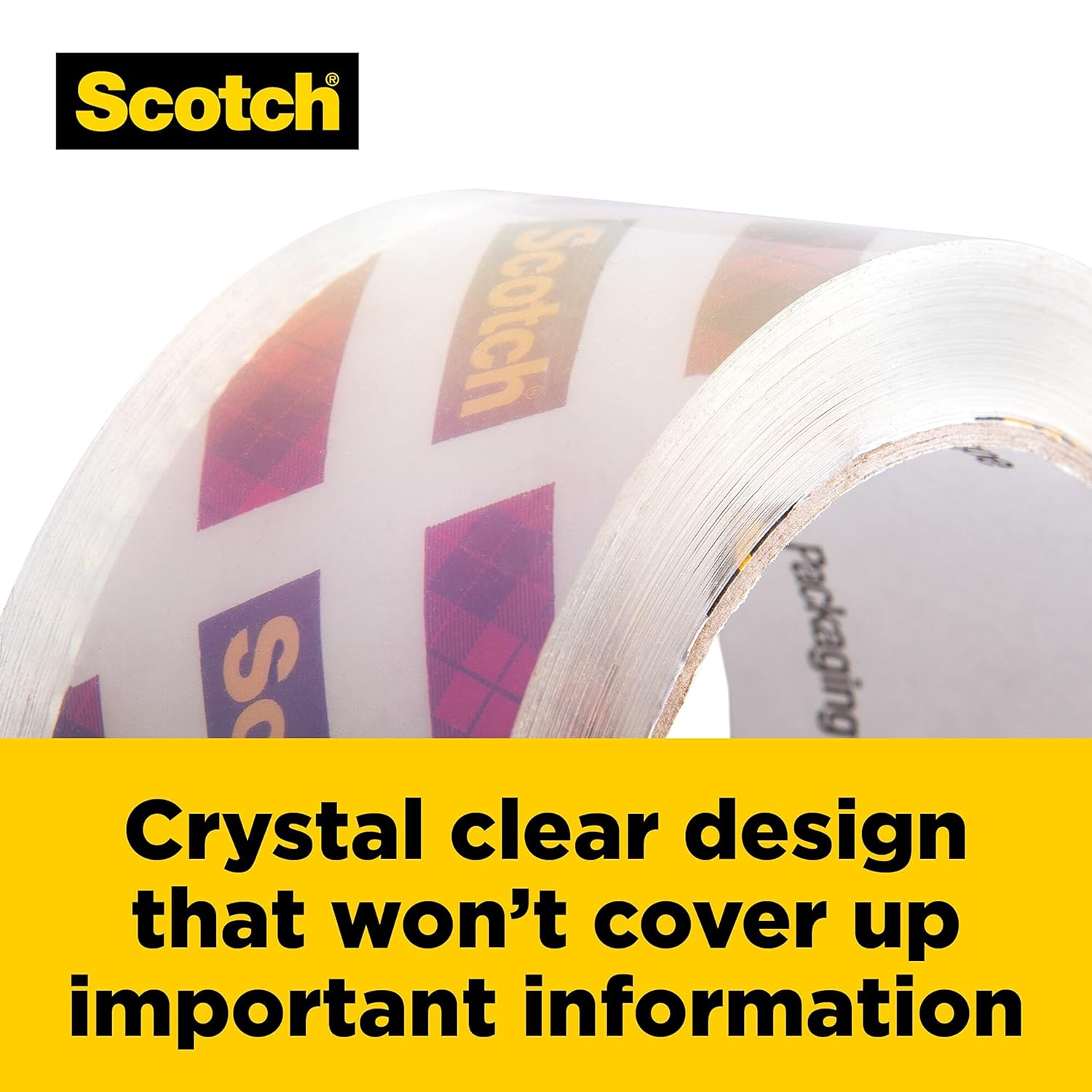 Scotch Box Lock Clear Packaging Tape, 48 mm x 20.3 m, 1 Roll with Dispenser, Shipping and Mailing Tape, Strong Packing Tape