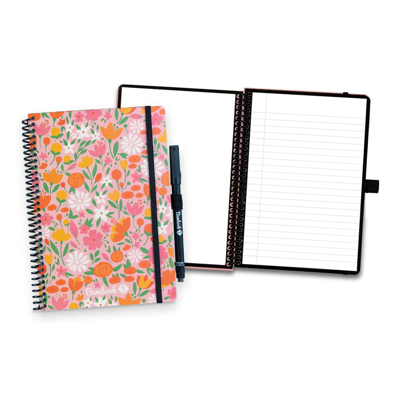 Bambook Floral Notebook - Soft Cover - A5 - Blank & Ruled - Reusable Notebook, Notebook, Reusable Notebook