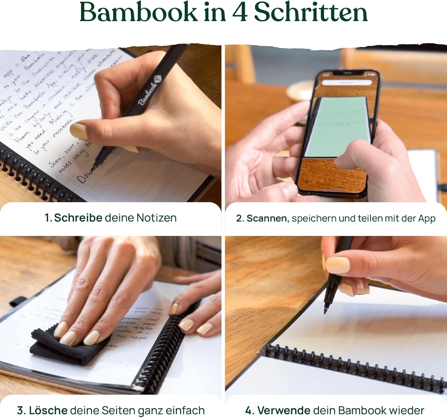 Bambook Floral Notebook - Soft Cover - A5 - Blank & Ruled - Reusable Notebook, Notebook, Reusable Notebook