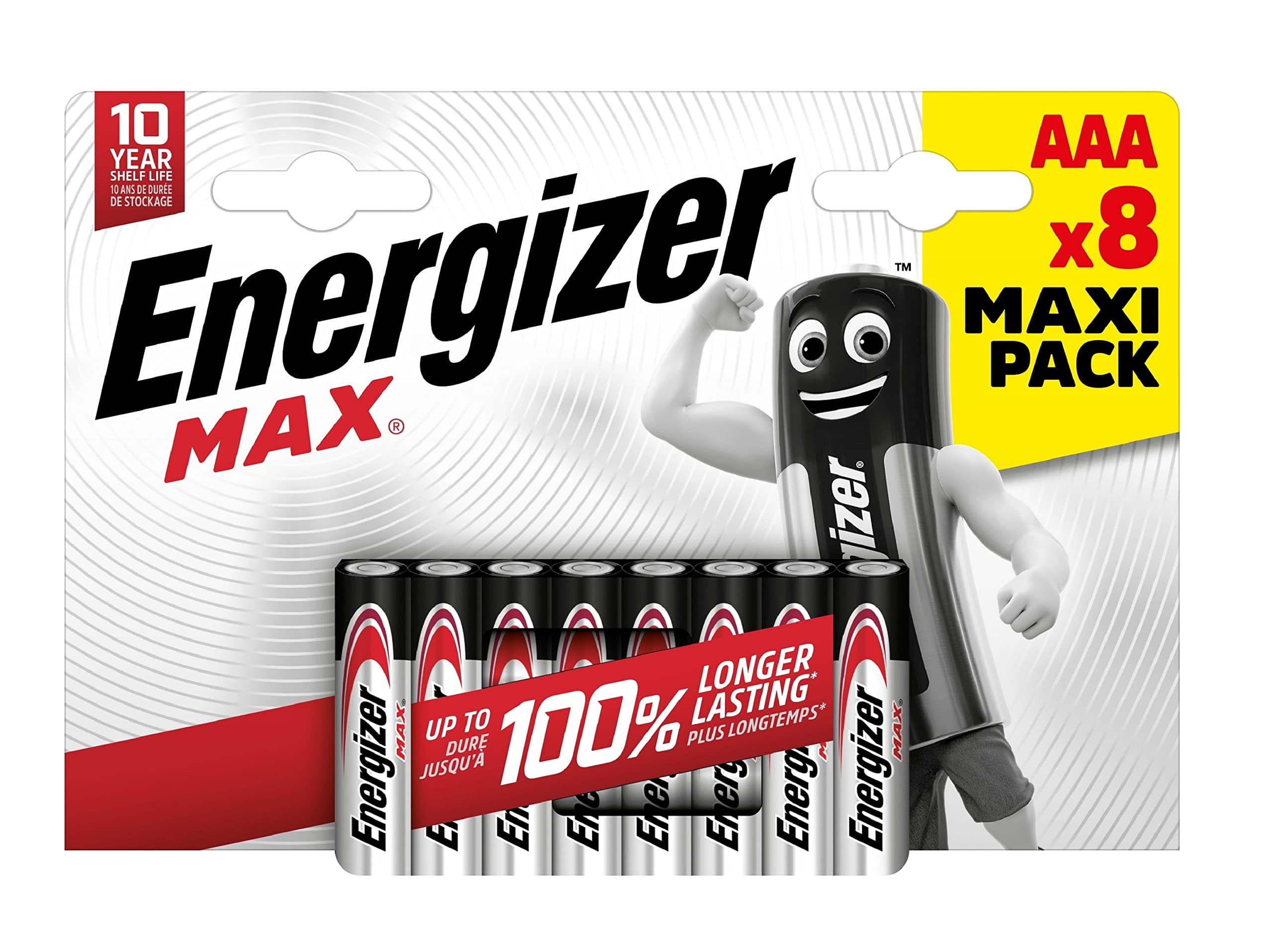 Energizer Max AAA Batteries, Alkaline, 8 Pack