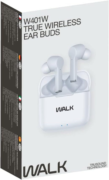 Walk Audio True Wireless Bluetooth Earphones TWS Earbuds With Charging Case (White