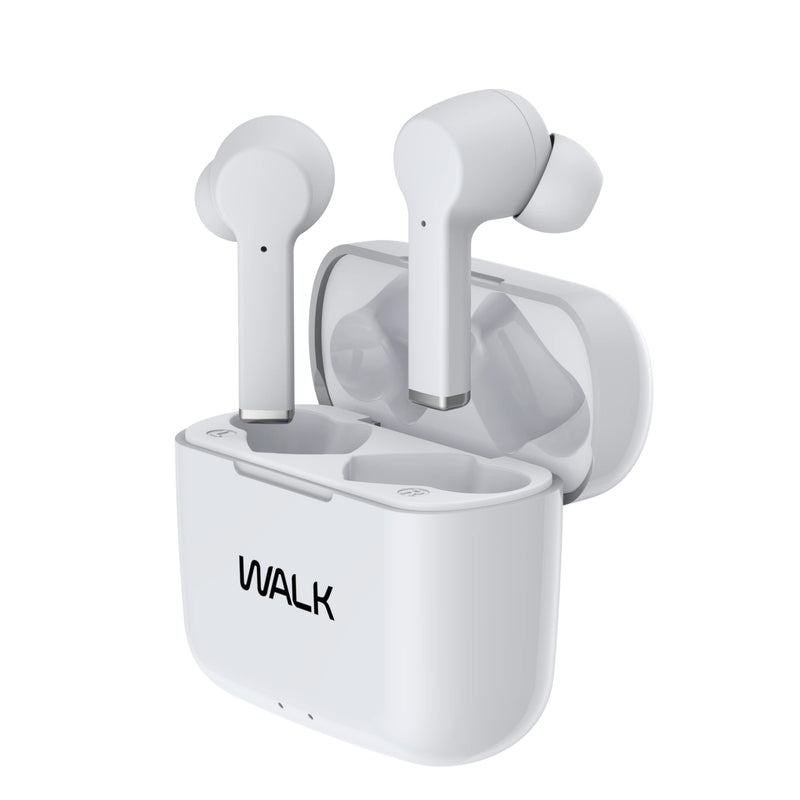 Walk Audio True Wireless Bluetooth Earphones TWS Earbuds With Charging Case (White
