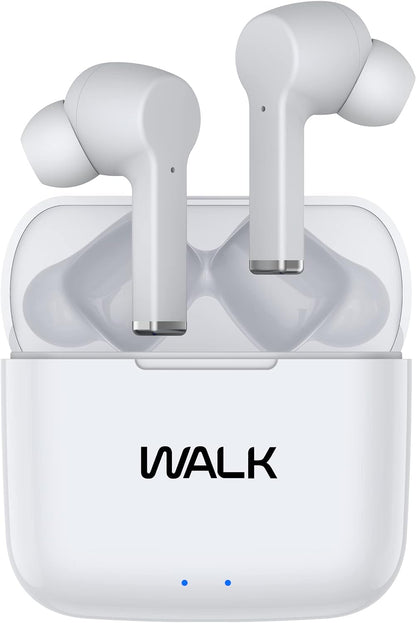 Walk Audio True Wireless Bluetooth Earphones TWS Earbuds With Charging Case (White