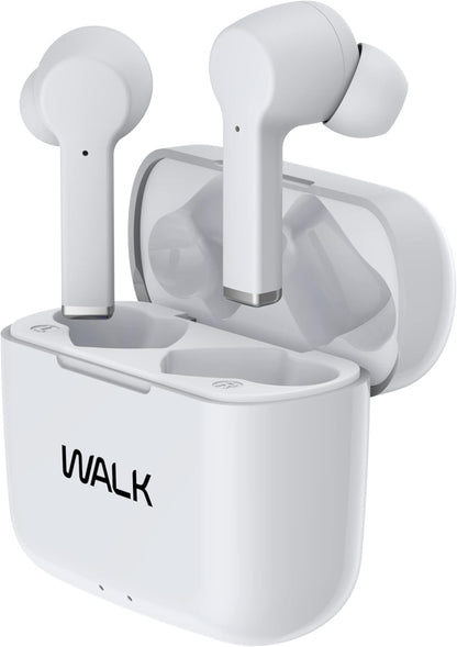 Walk Audio True Wireless Bluetooth Earphones TWS Earbuds With Charging Case (White