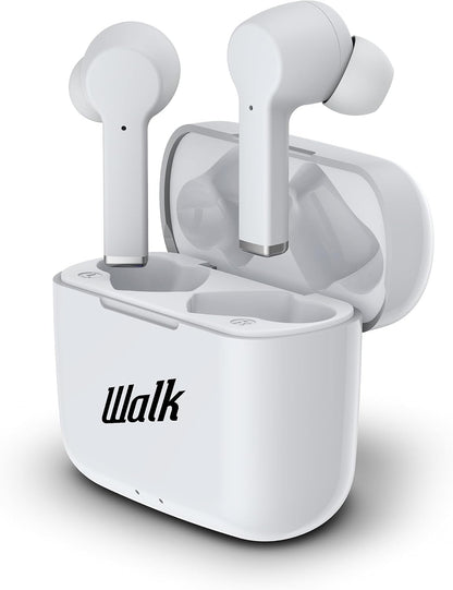 Walk Audio True Wireless Bluetooth Earphones TWS Earbuds With Charging Case (White