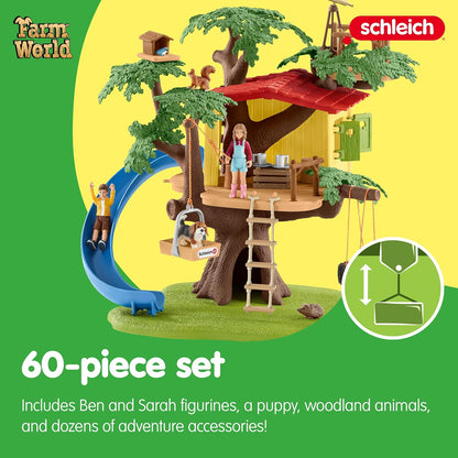 Schleich Farm World, Farm Animal Gifts for Kids, Adventure Tree House with Animal Figurines and Accessories 28-Piece Set, Ages 3+