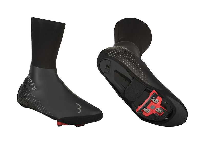 BBB Cycling Men's Ultrawear Ext Shoe Covers Waterproof Zipperless Winter Overshoes Neoprene Raised Cuff Glued Seams Reflective Size 41/42