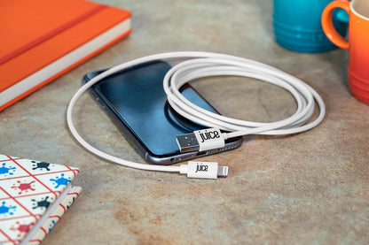 Juice Apple iPhone Lightning 2 m Charger and Sync Cable for Apple iPhone 13, 13 Pro, 12, 12 Mini, SE, 11, XS, XR, X, 8, 7, 6, 5, iPad, Pro, Air, Mini, Airpods Pro