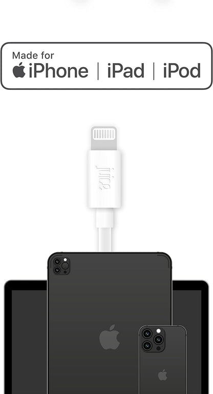 Juice Apple iPhone Lightning 2 m Charger and Sync Cable for Apple iPhone 13, 13 Pro, 12, 12 Mini, SE, 11, XS, XR, X, 8, 7, 6, 5, iPad, Pro, Air, Mini, Airpods Pro