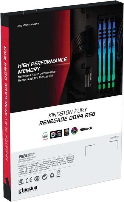 Kingston FURY Renegade RGB 16GB (2x8GB) 3200MHz DDR4 CL16 Desktop Speicher Kit mit 2 KF432C16RBAK2/16 16GB Kit mit 2 3200MHz