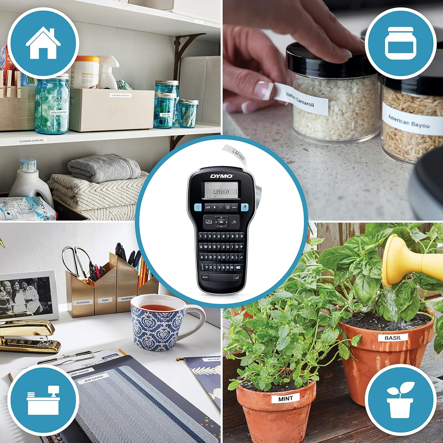 Dymo LabelManager 160 Label Maker | Handheld Label Printer with QWERTY Keyboard | Includes Black & White D1 Label Tape (12mm) | For Home & Office