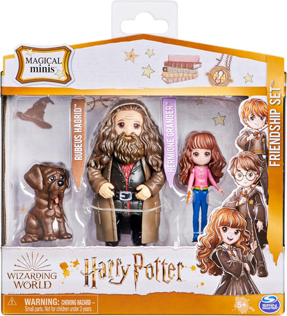 Wizarding World Magical Minis Hermione and Rubeus Hagrid Friendship Set with Collectible Toy Figures and Creature, Kids Toys for Ages 5 and up HERMIONE & HAGRID