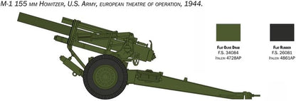 Italeri 6581 M1 155 mm Howitzer 1/35 Scale Plastic Model Kit with Six Figures