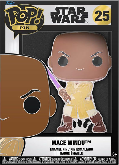Funko Pop! Large Enamel Pin Star Wars: Mace Windu Pins de Esmalte- Broche Coleccionable - para Mochilas Y Bolsos - Idea de Regalo- Mercancia Oficial - Movies Fans