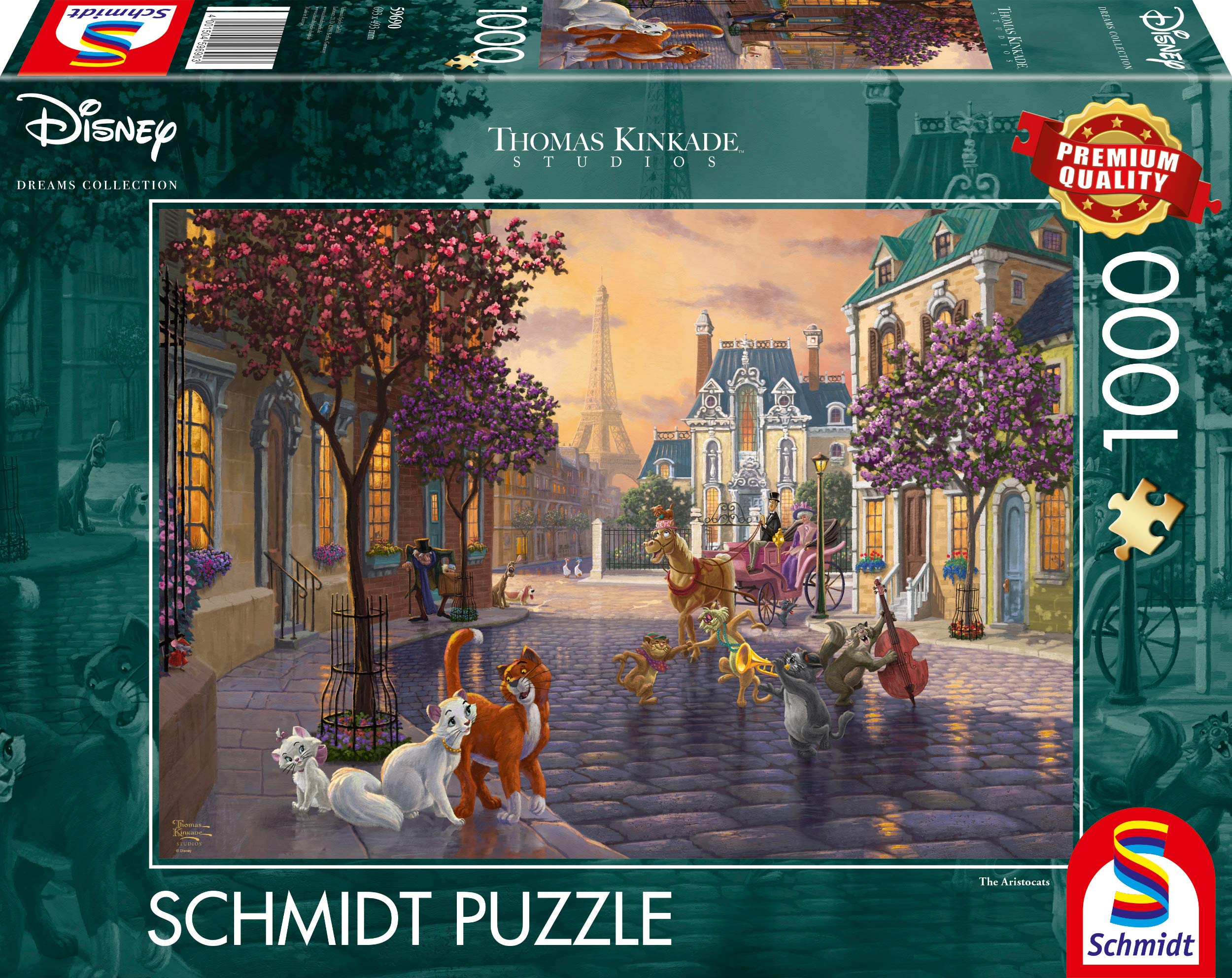 Schmidt Spiele 59690 Thomas Kinkade: Disney Aristocats (1000pc) Jigsaw Puzzle, Colourful
