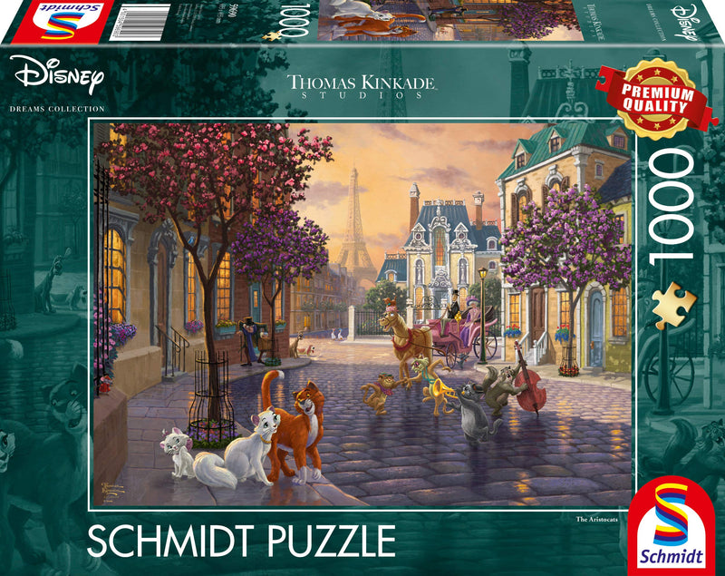 Schmidt Spiele 59690 Thomas Kinkade: Disney Aristocats (1000pc) Jigsaw Puzzle, Colourful