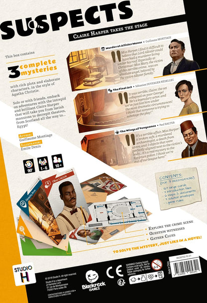Suspects | Murder Mystery Game | 3 Cases to Solve | 1 to 6 Players | 60 Minutes
