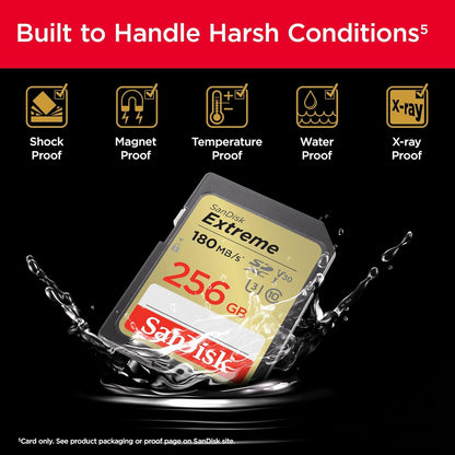 SanDisk 256GB Extreme SDXC card + RescuePro Deluxe, up to 180MB/s, UHS-I, Class, 10, U3, V30