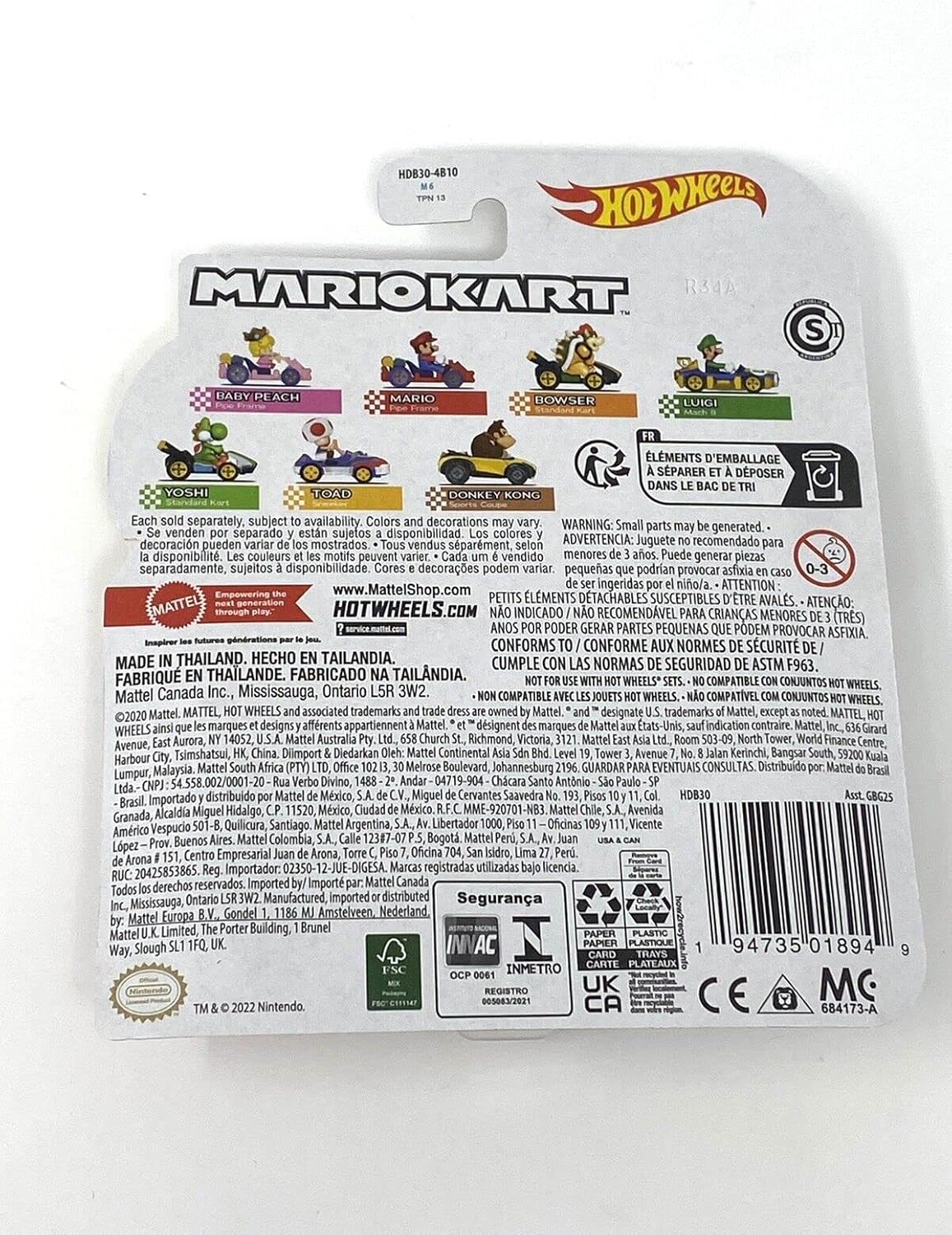 Baby Peach Mariokart Die Cast Car