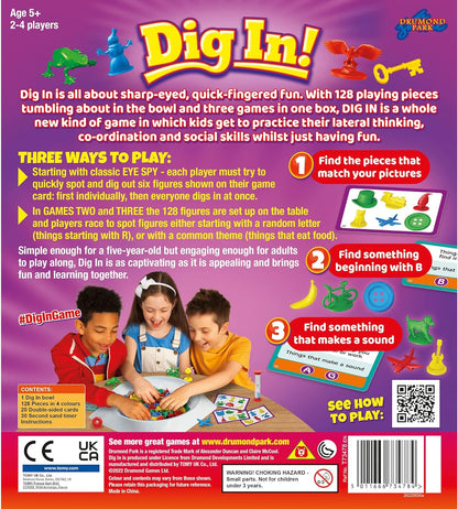 Drumond Park T73478 Dig in - Jeux de société familiaux pour 2 à 4 Joueurs, Jeux de Table 3 en 1 pour Adultes et Enfants à partir de 5 Ans